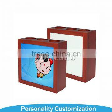 2015 New Sublimation Wooden Pen Holder with Tile