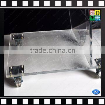 Modern Clear Acrylic Serving Hand Cart With 4 Wheels Acrylic Trolley Coffee Table photo-5