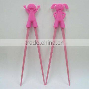 fashionable and useful silicon/plastic chopsticks with lovely sleeve for kids