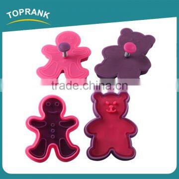 Toprank Custom Funny 3D Plastic Animal Shape Plunger Cookie Cutter Cookie Stamp