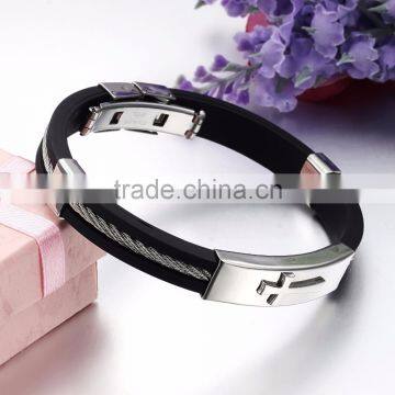 2017 Best Seller Gift Men Stainless Steel Silicone Bracelet photo-2