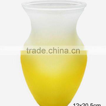 frosted yellow glass vases decoratives GV24