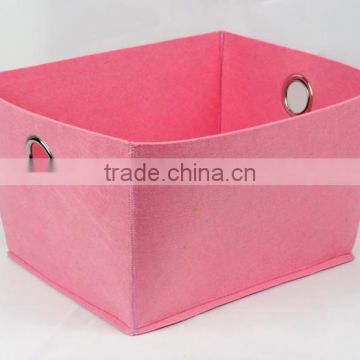 Pink Felt Clothes Storage Box With Round Metal Holes|(Large)