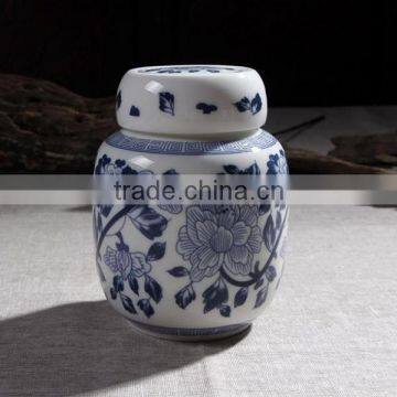 Chinese Style Blue and White Antique Chinese Cremation Urn photo-3