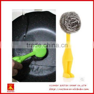 Cute Man Shaped Plastic PP and Steel Wire Made Kitchen Pan Cleaning Brush photo-2