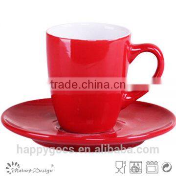 3oz Solid shining color glazed coffee cup and saucer