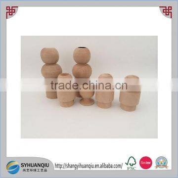 Handmade and carved doll shpae wooden tealight holder