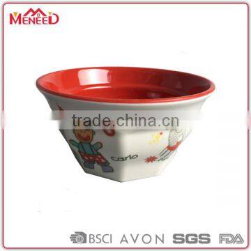 Food Grade Heavy Quality Two Tone Little Kitchen Print Unbreakable Kids Melamine Bowl, Plastic Pigeon Nest Bowl photo-3