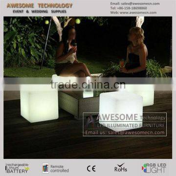 50cm outdoor led cube plastic ottoman chair