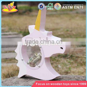 wholesale lovely wooden unicorn piggy bank new design wooden unicorn piggy bank for kids W02A257