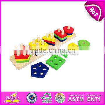 Hot Sale Preschool Stacking Geometry Blocks Wooden Baby Sorting Toys W13D112 photo-5