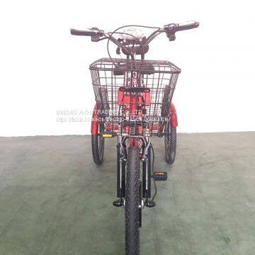 350W 48V Electric Trike With Front Rear Basket,EWheels Adult Electric Tricycle photo-3