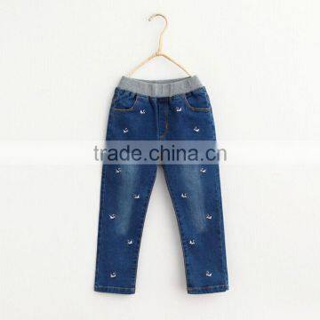 Cartoon Printed Tassel Casual Denim Trousers for Kids Girl photo-4