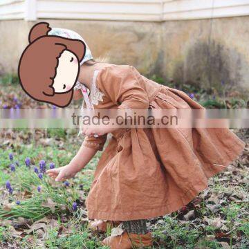 Beautiful Kids Model Dresses Ruffle Dress Children Long Sleeve Linen Design photo-3
