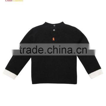 Lovely Baby Winter Cashmere Black Crewneck Sweaters photo-3
