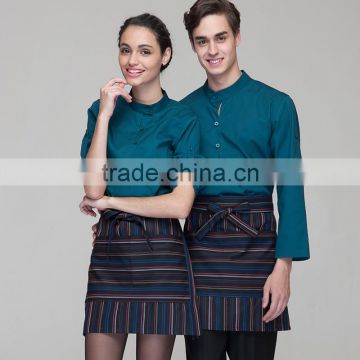 Juqian wholesale Cheap 3/4-sleeve quality green waitress uniform pattern sets