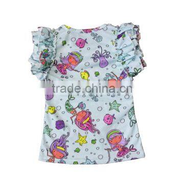 2017 Toddler Kids Baby Girls Shirts Pernickety Children Clothes Mermaid T Shirt Top Cute Flutter Shirt for Baby photo-2