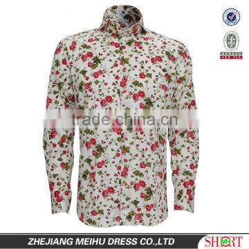 Men 3 button collar dress shirts fancy man shirt flowers