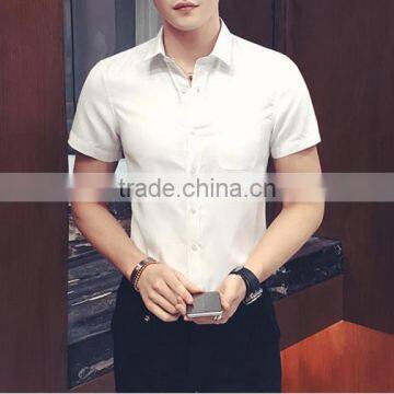 Short sleeved shirt men's summer Korean style pure white business shirt white shirt