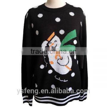 Snowman Pattern Men Pullover Black Ugly Christmas Sweater Design photo-3