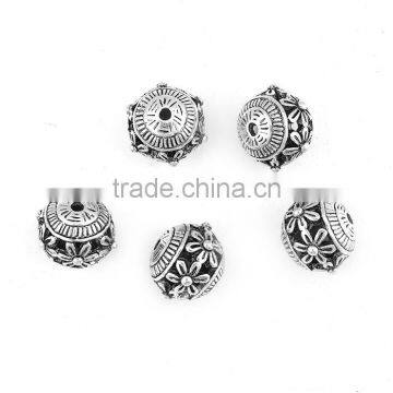 Zinc Based Alloy Spacer Beads Round Antique Silver Flower photo-3