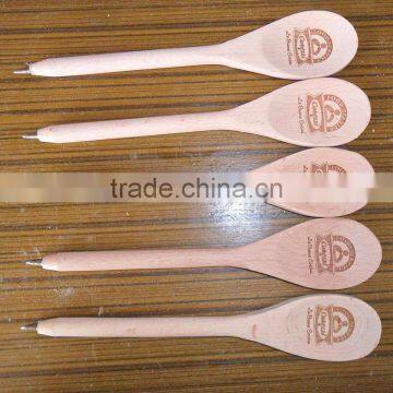 Customise Promotional and Advertising Wooden Logo Spoon Shaped Ball Pen photo-3
