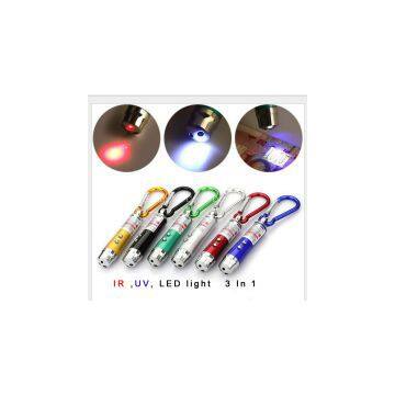 Mini Flashlight :Infrared Flashlight+UV torch 395nm+White Light 3 in1