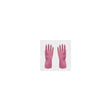 Women Clean Rubber Household Diamond Grip Latex Gloves OEM , Pink