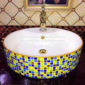 bathroom counter top bling luxury diamond for round ceramic basin