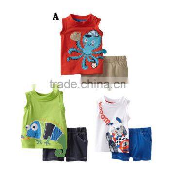 2017 Hot sale 100 cotton sleeveless boys pajamas for summer