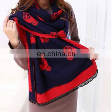 Fashion Wholesale New Arrival Women Winter Carton Design Bear Cashmere Scarf photo-2