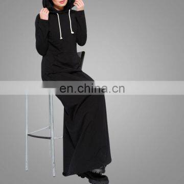 High Quality Muslim Sportwear Design Islamic Sport Dress Black Hoodie With Hood Women Sport Sweater Dress photo-5