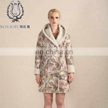 Floral Prints Fur Overcoat High Standard Sheep Fur And Skin Garment Women' s Winter Double Face Fur Coat