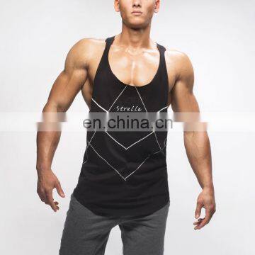 mens printing black stringer outdoor promotional singlet