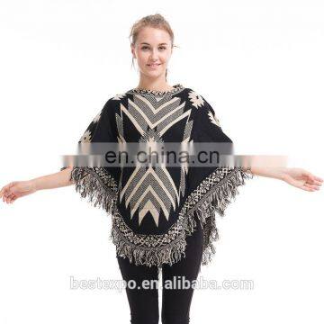 fashion knitted pullover tassel sweater women winter poncho coats