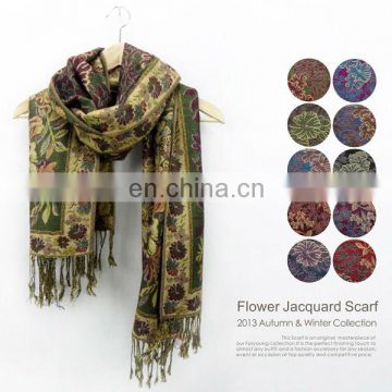 flower jacquard scarf