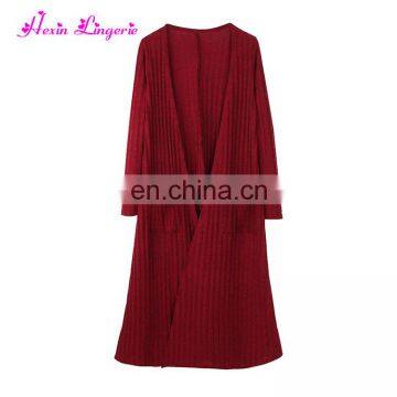 Custom Service Wine Long Sleeve Knitting Fahion Women Blouse Tops