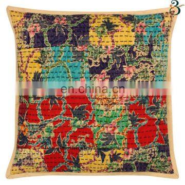 Home Decor Cushion Cover For Sofa Handmade Embroided Pillow Case Kantha Cushion