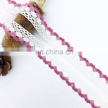 2.5cm OLCT0116 Top quality cotton pink crochet design african cotton dry lace