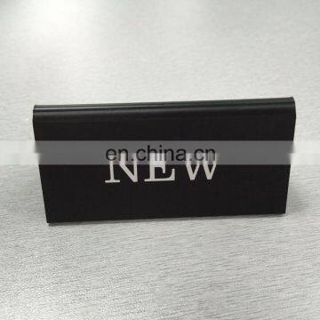 Good qualtiy zeal-x packing black acrylic desk name plate white logo on one side