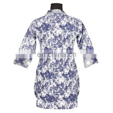 JEANS WEAR MARBLE PRINT SHORT KURTIS WITH CUFF FOLDING SLEEVE