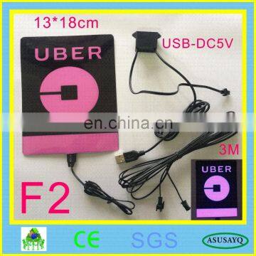 Uber el Flashing Car Sticker Glow Car Sticker on Can Window With 2AA Battery Inverter Free Shipping New Uber photo-2