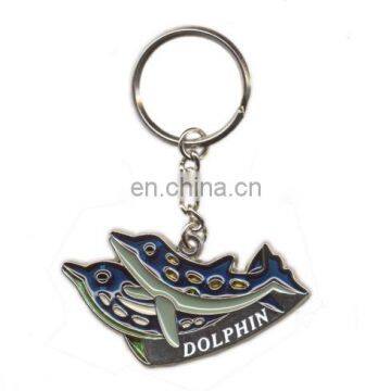 Wholesale custom logo soft enamel metal Customize Key Chain Animal Dolphin Key ring