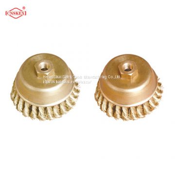 non sparking safety tools wooden handle brass wire cup brush