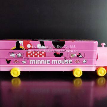 Train Shaped Pencil Case Tin Box Two Layers Pen Tin Case Children School Stationery Box