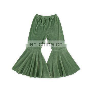 Latest New Fashion Velvet Dark Blue Bell Bottom Flare Out Pants Wholesale Price photo-4