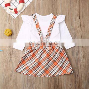 Long Sleeves Shirt And Suspender Skirt Kids Thanksgiving Costume Girls Clothing Set photo-5
