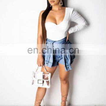 2019 New Women Summer High Waist Tie up Zipper Fly Fashion Short Jeans Vintage Casual Denim Shorts Trouser Pants 3 Color photo-5