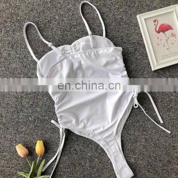 2019 Sexy Bandage Hollow Bikini Set Women Bow Thong Wrapping Padded Swimwear Backless One Piece Solid Swimsuit Biquini