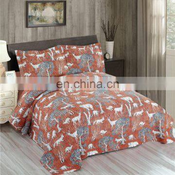 Wholesale 3pcs Coverlets Summer Quilt 100% Polyester Moose Quilt Sets Ultrasonic Forest Fox Animal Bedspreads photo-2